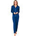 Dark blue cotton ladies pyjama full button Chic Blue Beauty