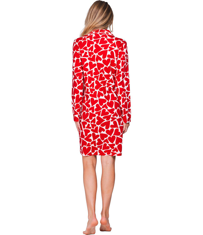 Red organic cotton nightdress full button True Love