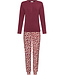 Pastunette Premium Dark red modal ladies pyjama button front long sleeves Soft Animal