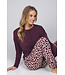 Dark red modal ladies pyjama button front long sleeves Soft Animal