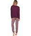 Donkerrood modal damespyjama knoopsluiting lange mouwen Soft Animal