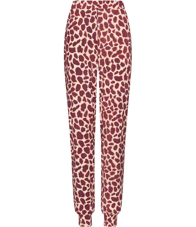 Dark red modal ladies pyjama button front long sleeves Soft Animal