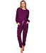 Donkerpaars huispak van wafelstof met lange mouwen Fabulously Chic