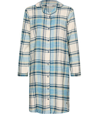 Pastunette Blue cotton flannel long sleeved nightdress Winter Checks
