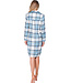 Blauw katoenen flanel nachthemd lange mouwen Winter Checks