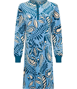 Pastunette Donkerblauw velours nachthemd lange mouwen Paisley Art