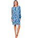 Donkerblauw velours nachthemd lange mouwen Paisley Art