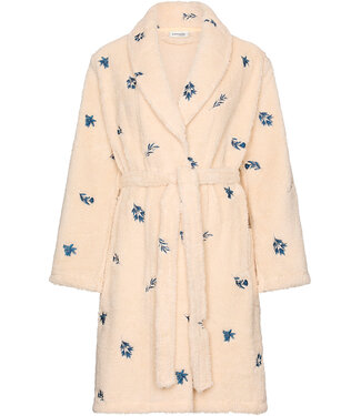 Pastunette Premium Beige fleece wrap dressing gown shawl collar Fancy Fleece