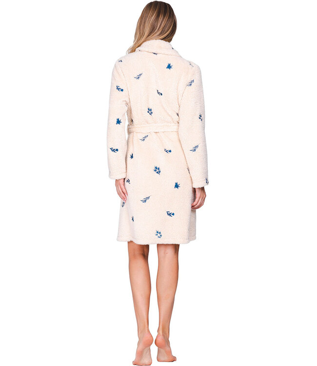 Beige fleece wrap dressing gown shawl collar Fancy Fleece