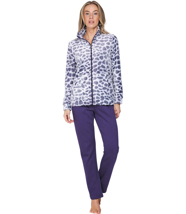 Donkerpaars fleece huispak Chic Animal