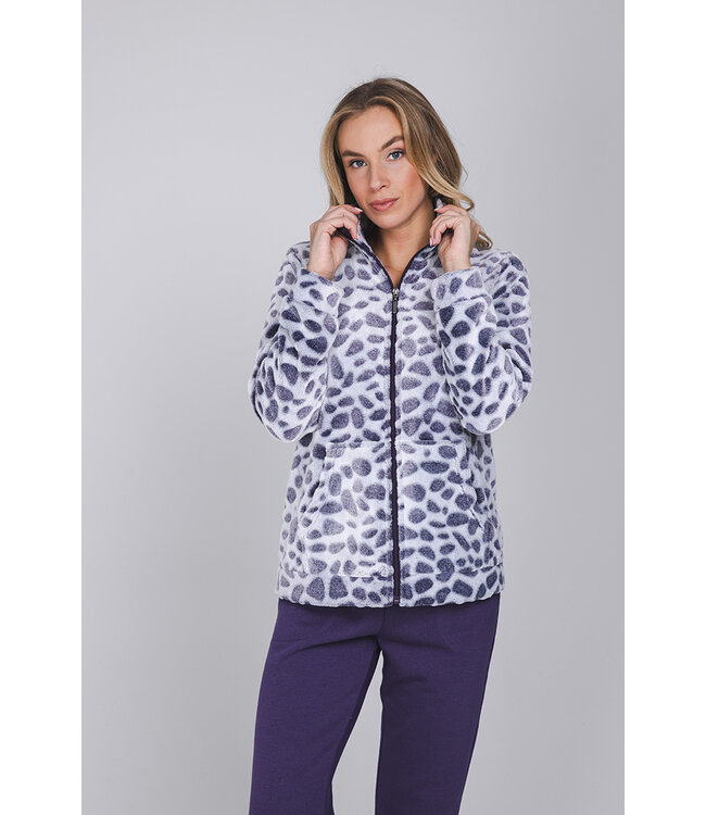 Donkerpaars fleece huispak Chic Animal