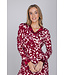 Red long sleeved nightdress with sleeve slits Autumn Flower