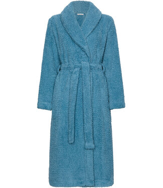 Pastunette Blauwe fleece ochtendjas met sjaalkraag Winter Soft