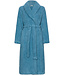Blue fleece morning gown with shawl collar Winter Soft