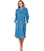 Blue fleece morning gown with shawl collar Winter Soft