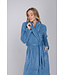 Blue fleece morning gown with shawl collar Winter Soft