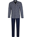 Dark blue cotton men's pyjama with revere collar Brick Block