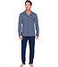Dark blue cotton men's pyjama with revere collar Brick Block