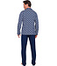 Dark blue cotton men's pyjama with revere collar Brick Block