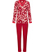 Red ladies pyjama with cuffs long sleeves Autumn Flower