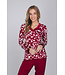 Red ladies pyjama with cuffs long sleeves Autumn Flower