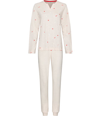 MyRebelle Beige pyjama met ronde hals met V en lange mouwen True Love