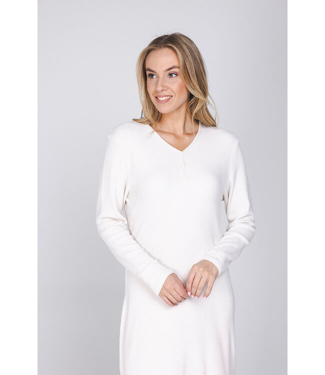 Off-white nightdress with long sleeves Subtle Lines