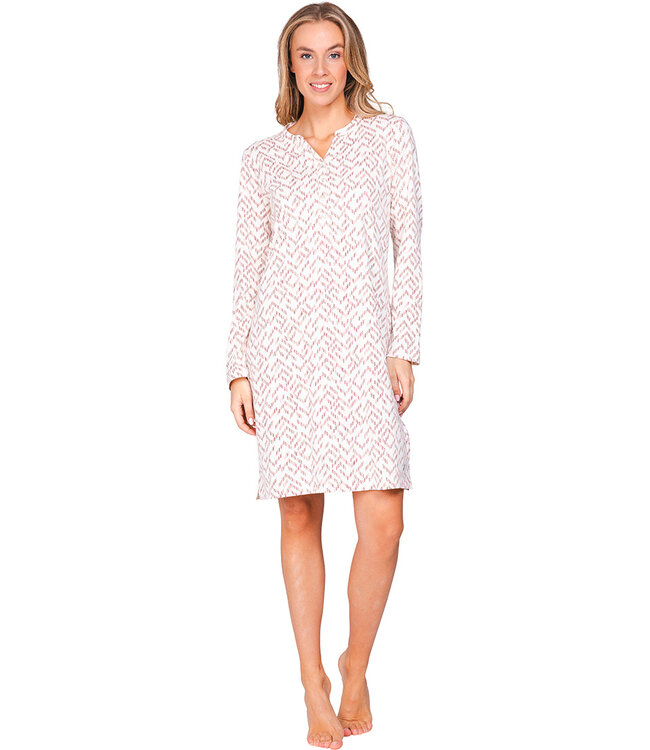 Dark red organic cotton long sleeved nightdress Mini Graphic Leaves
