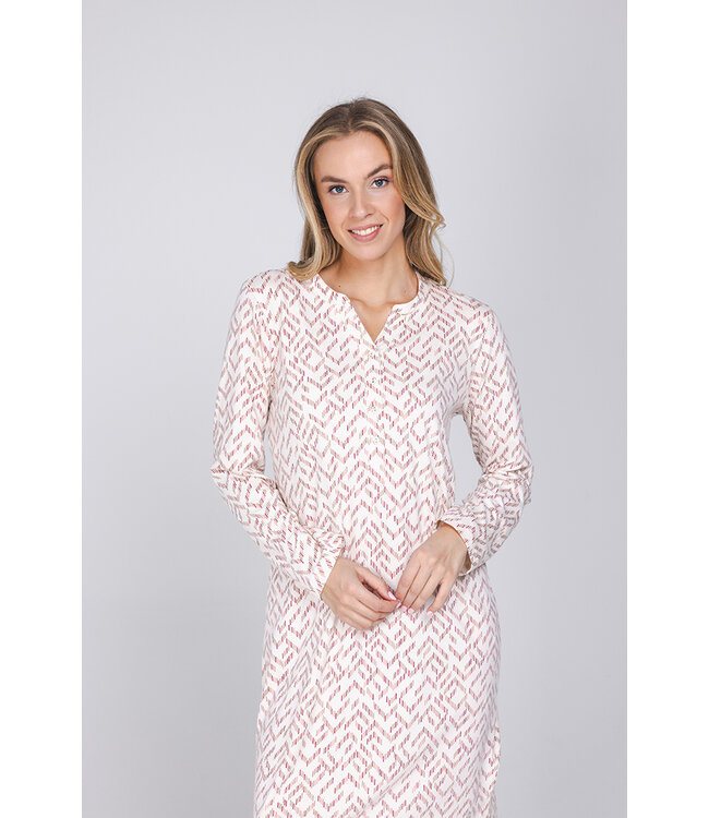 Dark red organic cotton long sleeved nightdress Mini Graphic Leaves