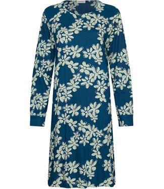 Pastunette Dark blue organic cotton nightdress with long sleeves Flower Blooms