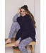 Donkerpaarse fleece damespyjama lange mouwen Chic Animal