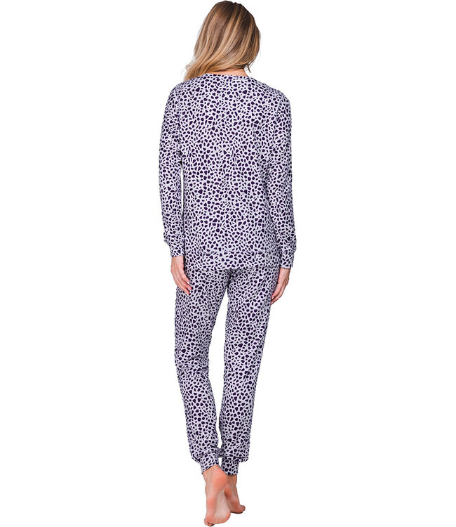 Dark purple fleece long sleeved pyjama Chic Animal