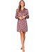 Dark red cuddle satin nightdress full button long sleeves Soft Animal