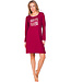 Dark red organic cotton long sleeved nightdress Graphic Leaves