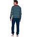 Dark blue cotton interlock long sleeved men's pyjama Stripey Green