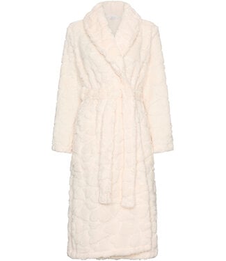 MyRebelle Off-white fleece jacquard wrap morning gown long True Love