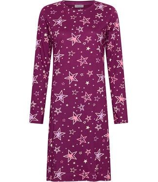 MyRebelle Dark purple cotton nightdress with long sleeves Fabulously Starry