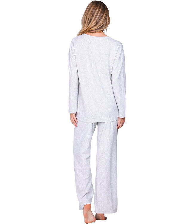 Lichtgrijze pyjama van wafelstof met oversized top Fabulously Chic