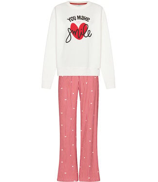 MyRebelle Rode pyjama met french terry top en kangoeroe zak True Love