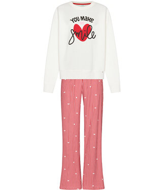 MyRebelle Rode pyjama met french terry top True Love