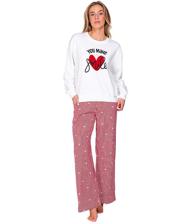 Red pyjama french terry top with kangaroo pocket True Love
