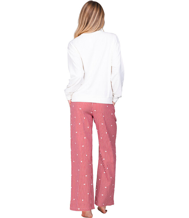 Red pyjama french terry top with kangaroo pocket True Love