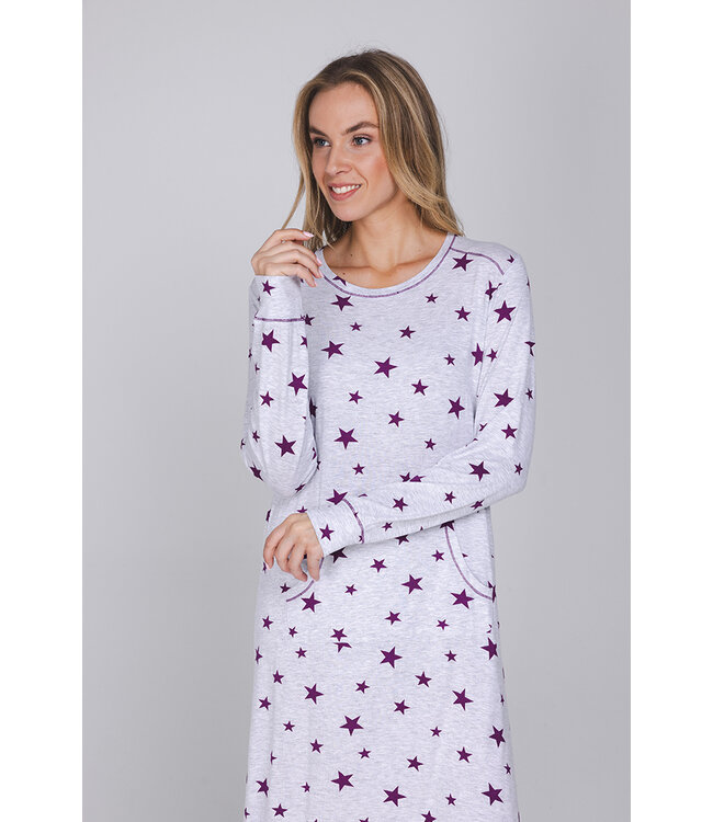 Grey nightdress with kangaroo pocket Fabulously Starry