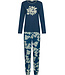 Dark blue organic cotton long sleeved pyjama Flower Blooms