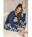 Dark blue organic cotton long sleeved pyjama Flower Blooms