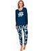Dark blue organic cotton long sleeved pyjama Flower Blooms