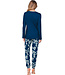 Dark blue organic cotton long sleeved pyjama Flower Blooms