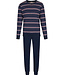 Donkerblauwe katoenen heren pyjama lange mouwen Horizontal Stripes