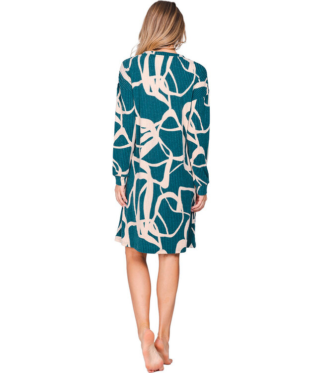 Dark green nightdress with cuffs long sleeves Artistic Fashion