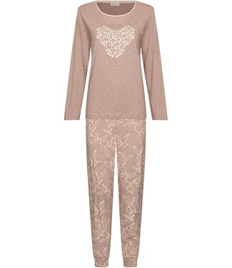 Pastunette Beige organic cotton long sleeved pyjama Leafy Love